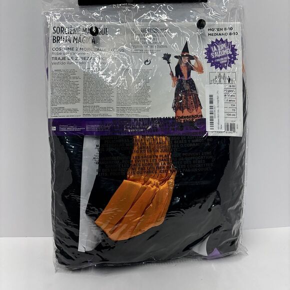 Magical Witch Costume Halloween Fancy Dress Size 8-10 Skirt Lights‎ Up W/Hat - Picture 4 of 6